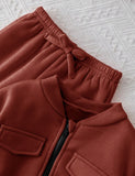 Rust - Mini Style Zip Up Fleece Tracksuit for Kids