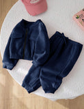 Navy - Mini Style Zip Up Fleece Tracksuit for Kids