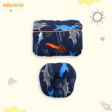 Babynest Boutique Cotton Carry Nest & Sleeping Bag Dark Blue Sea Animals 7 Pcs set