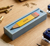 ADAN - Wooden Pencil Box with Sliding Top - Blue