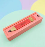 HAMZA - Wooden Pencil Box with Sliding Top - Pink