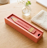 MEERAB AHMED - Wooden Pencil Box with Sliding Top - Pink