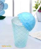 Plastic Glass with Straw  - Blue