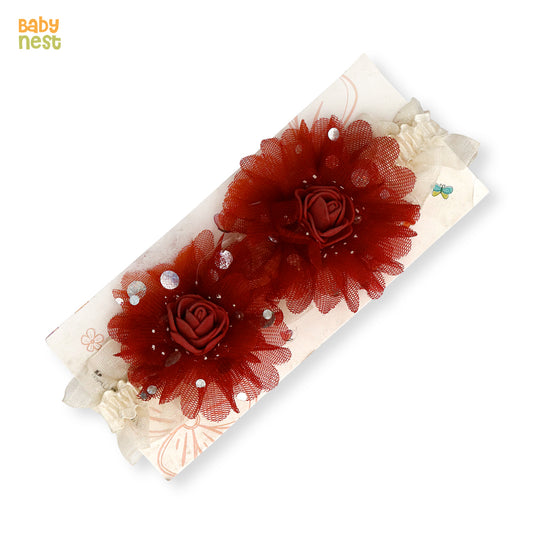 Floral Tulle Hair Band For Girls - 1pc