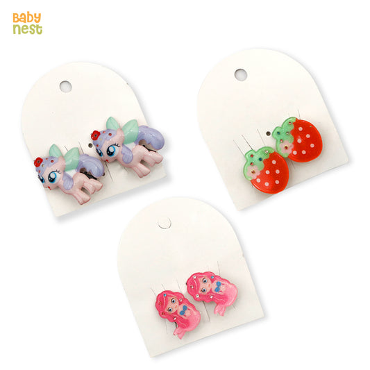 Pack of 3 Cute Cartoon Hair Clips Set For Girls (Random Character)