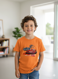 Piston Cup Racer Half Sleeves T-shirt For Kids - Orange