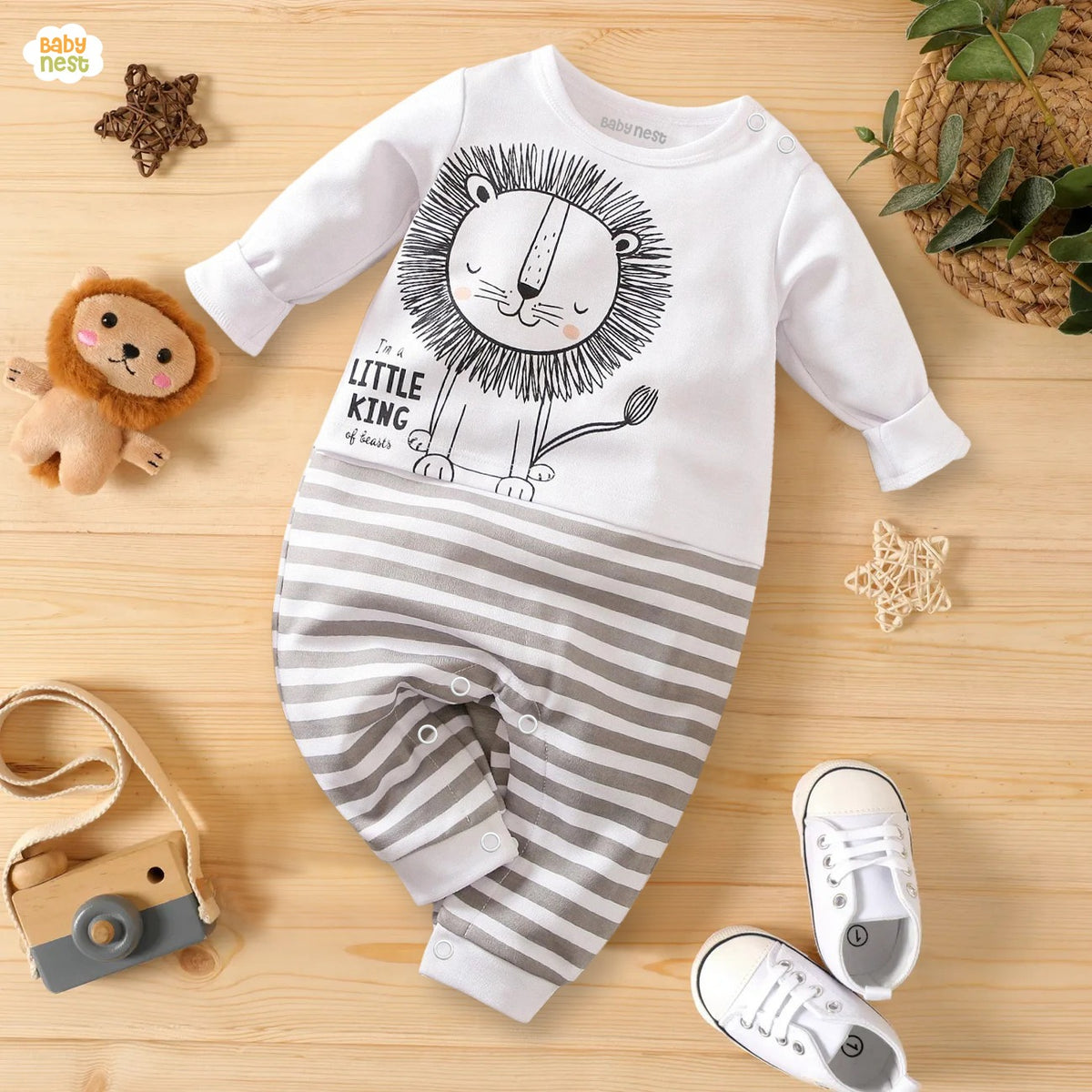 Baby Full Sleeves Baby Jumpsuit - White – Lion