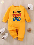 Baby Jumpsuit - I  Love My Mom & Dad - Yellow