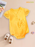 Baby Onesie V-Neck Romper -Yellow