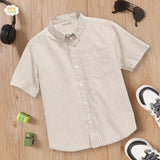 Half Sleeves Check Shirt Beige & White