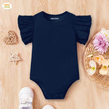 Baby Girl Ruffle Romper Half Sleeve Navy Blue Half Romper