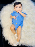 Blue Check Baby Half Romper
