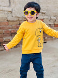 Dino Terry Sweatshirt for Kids with 3d tail - Yellow