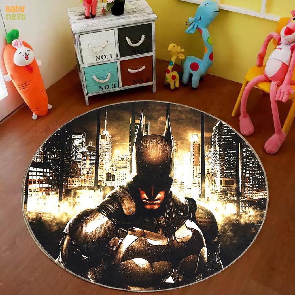 3D Printed Round Carpet for Kid's Bedroom - Super Heroes - 34*34 inch
