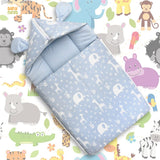 Babynest Boutique Hooded Cotton Carry Nest & Sleeping Bag Blue Jungle Animal Print
