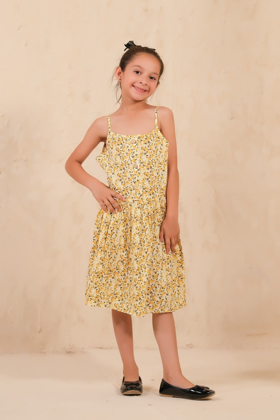 Allover Floral Print Frock  Yellow