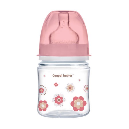 Canpol 120 Ml Wide Neck Anti-Colic Bottle Easystart - Newborn Baby Pink Flowers