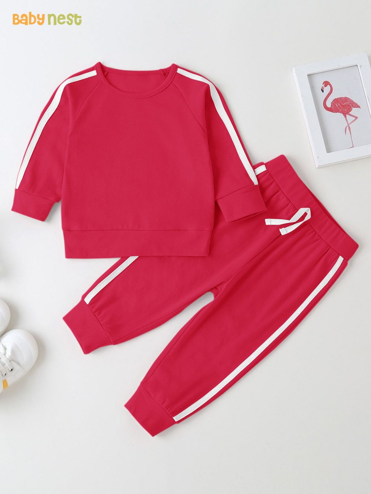 Fleece Sweatshirt with Sweatpants - Hot Pink - Kids Wear 2 Pc Set