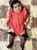 Cherry Red Check Ruffle Onesie