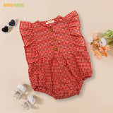 Cherry Red Check Ruffle Onesie