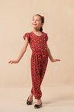 Allover Floral Print Jumpsuit - Red