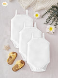 Pack of 3 Organic Cotton Sleeveless Camisole Bodysuit- White