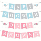 BABY SHOWER Gender Reveal Pull Flag - Elephant Model for Boy or Girl - Hanging Decoration for Baby Party