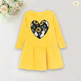 Full Sleeves Baby Printed Frocks - Black Heart - BNBPF-60-D5 - Yellow
