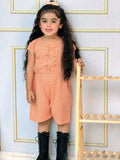Coral Laces Sleeveless Cotton Baby Jumpsuit - Peach