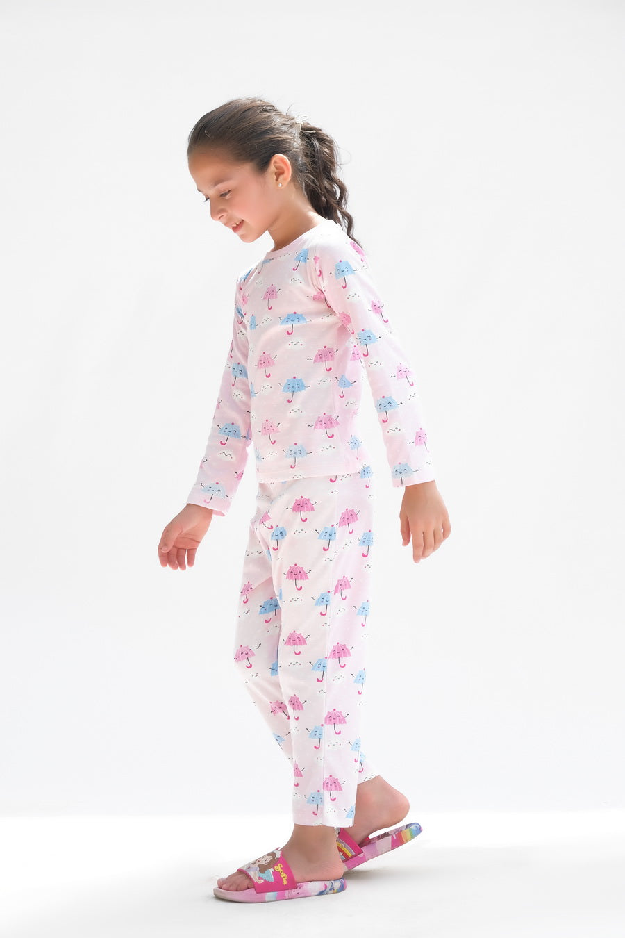 Premium Snug fit Nightsuit - Pink - Umbrella
