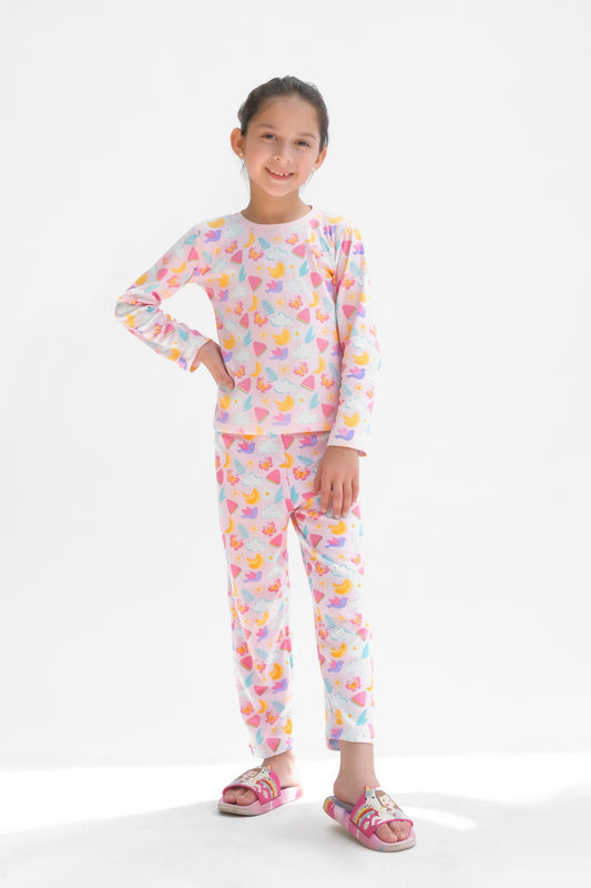 Premium Snug fit Nightsuit - Pink - Fruit