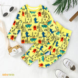 Premium Snug fit Nightsuit - Yellow - Dinosaur