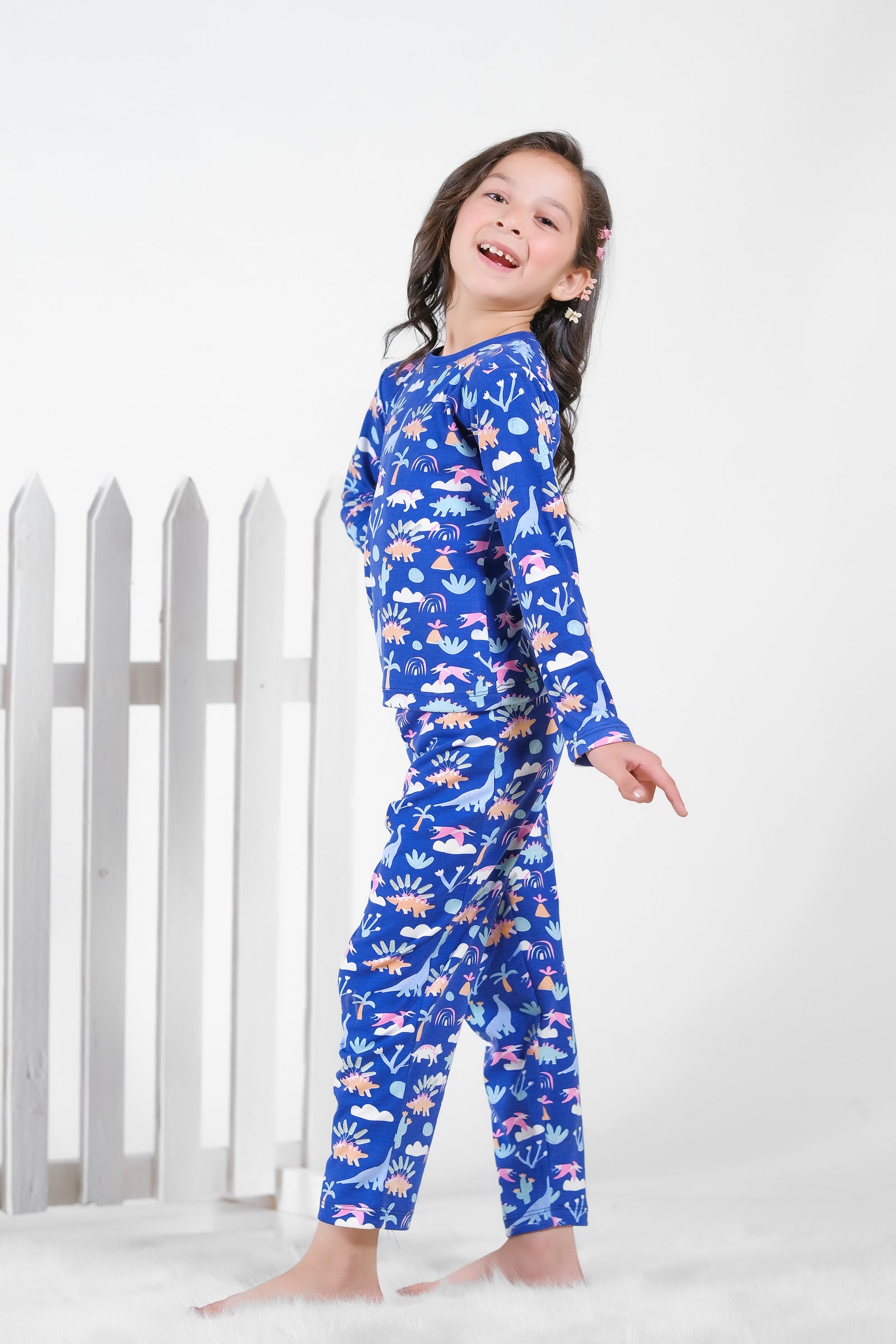 Premium Snug fit Nightsuit - Blue - Dino