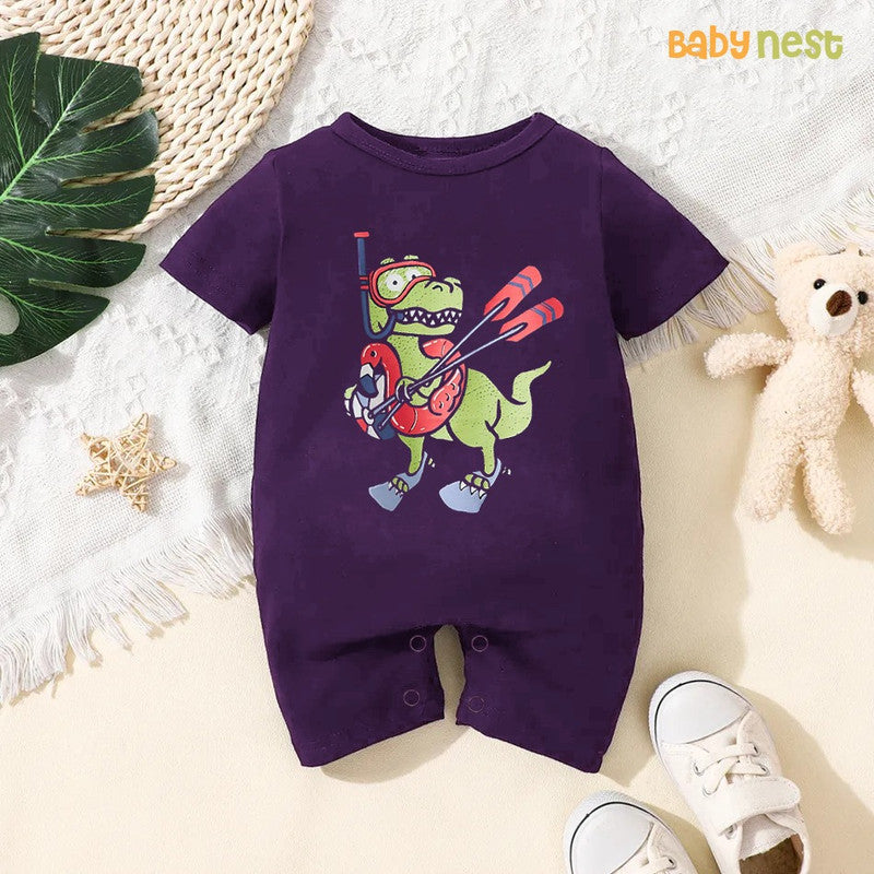 Baby Half Romper - Dinos Goes Swimming - Purple (Copy)