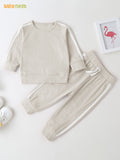 Fleece Sweatshirt with Sweatpants - Beige - Kids Wear 2 Pc Set