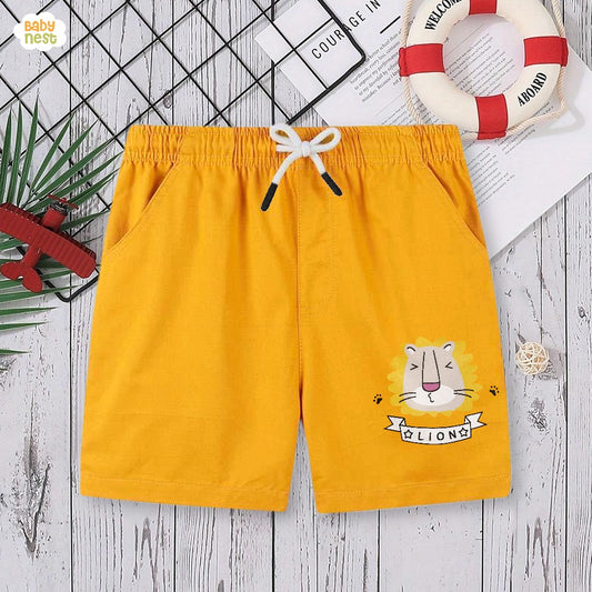 Yellow Printed Shorts - Lion