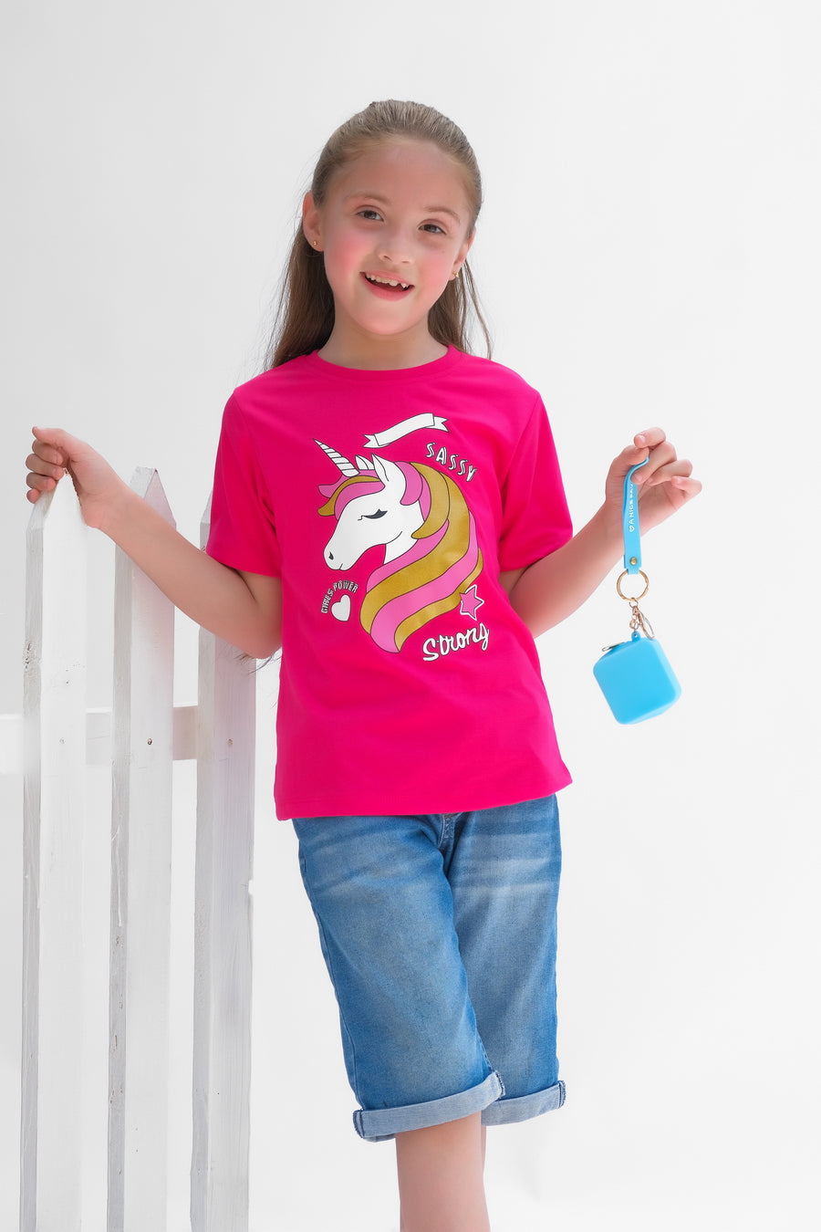 Sassy Strong  - Half Sleeves T-shirts For Kids - Dark Pink