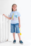 Safari Animals Half Sleeves T-shirts for Kids - Sky Blue