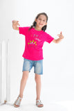 Party Saurus - Half Sleeves T-shirts For Kids - Dark Pink