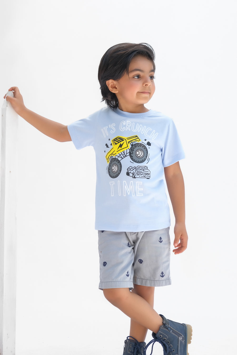 It's Crunch time - Half sleeves T-shirts For Kids - Light Blue - SBT-346