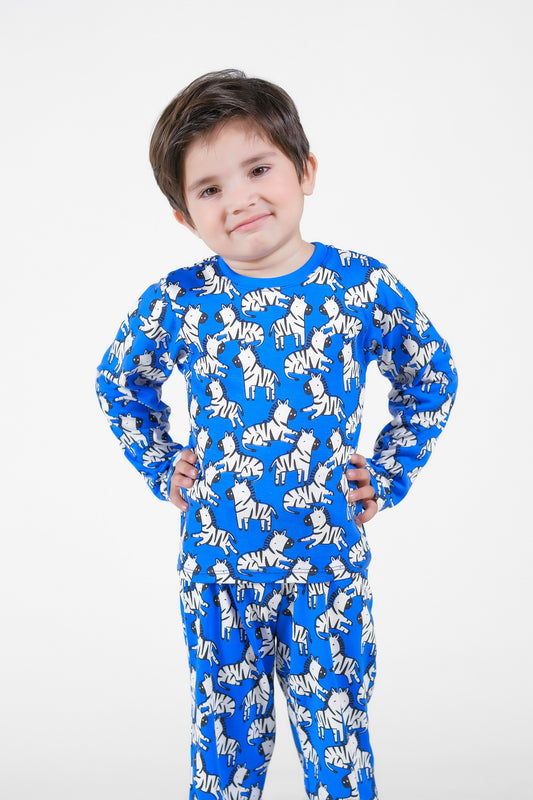 Premium Snug fit Nightsuit - Blue - Zebra