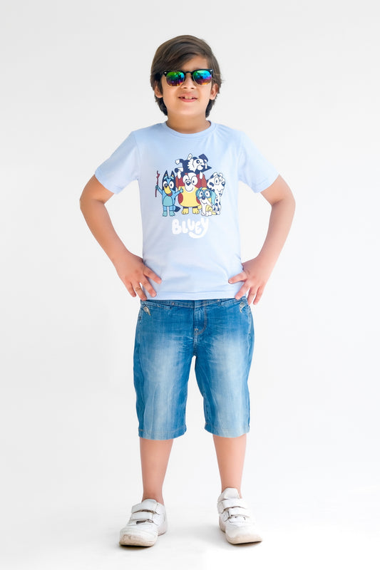 Dogs Life Half Sleeves T-shirts For Kids - Sky Blue