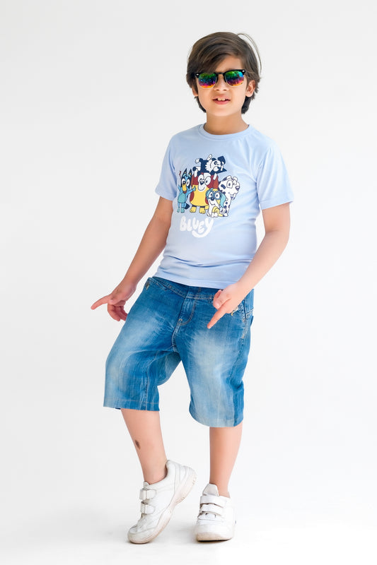 Dogs Life Half Sleeves T-shirts For Kids - Sky Blue