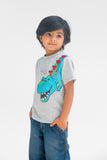 Roar Dino Half Sleeves T-shirts for Kids - Grey