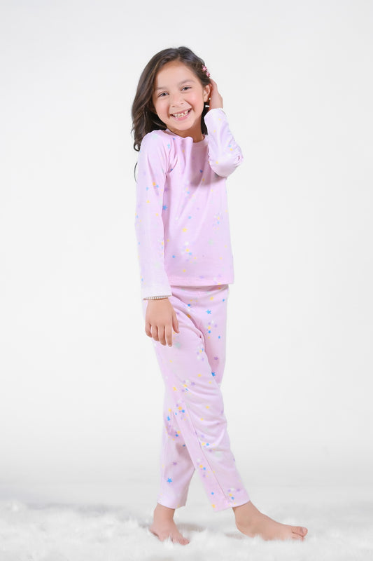 Premium Snug fit Nightsuit - Pink - Star