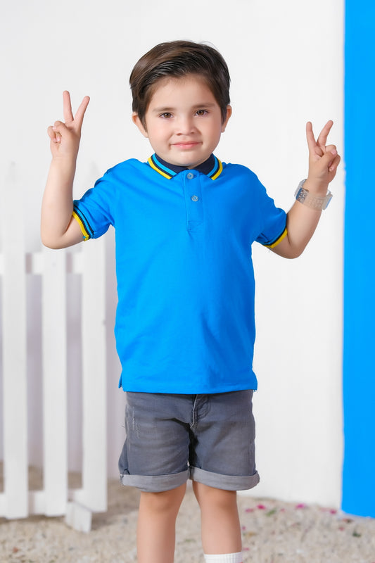 Pique Polo T-Shirt For Kids -Sky Blue Sbt-377