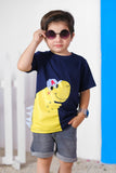 Cool Dino - Half Sleeves T-Shirts For Boys- Blue