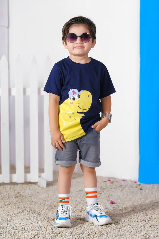 Cool Dino - Half Sleeves T-Shirts For Boys- Blue