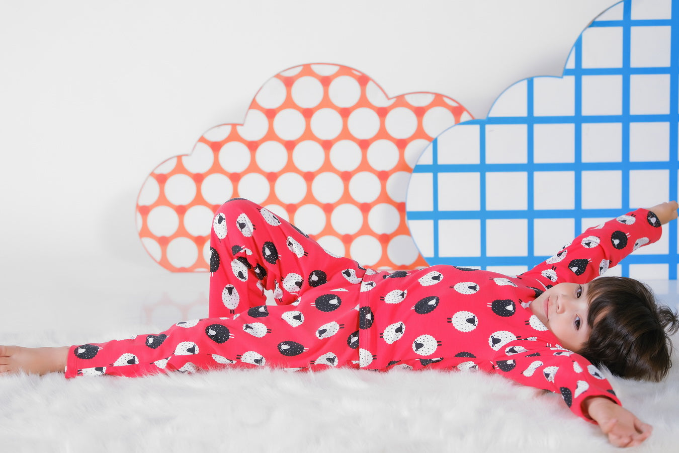 Premium Snug fit Nightsuit - Red - Sheep