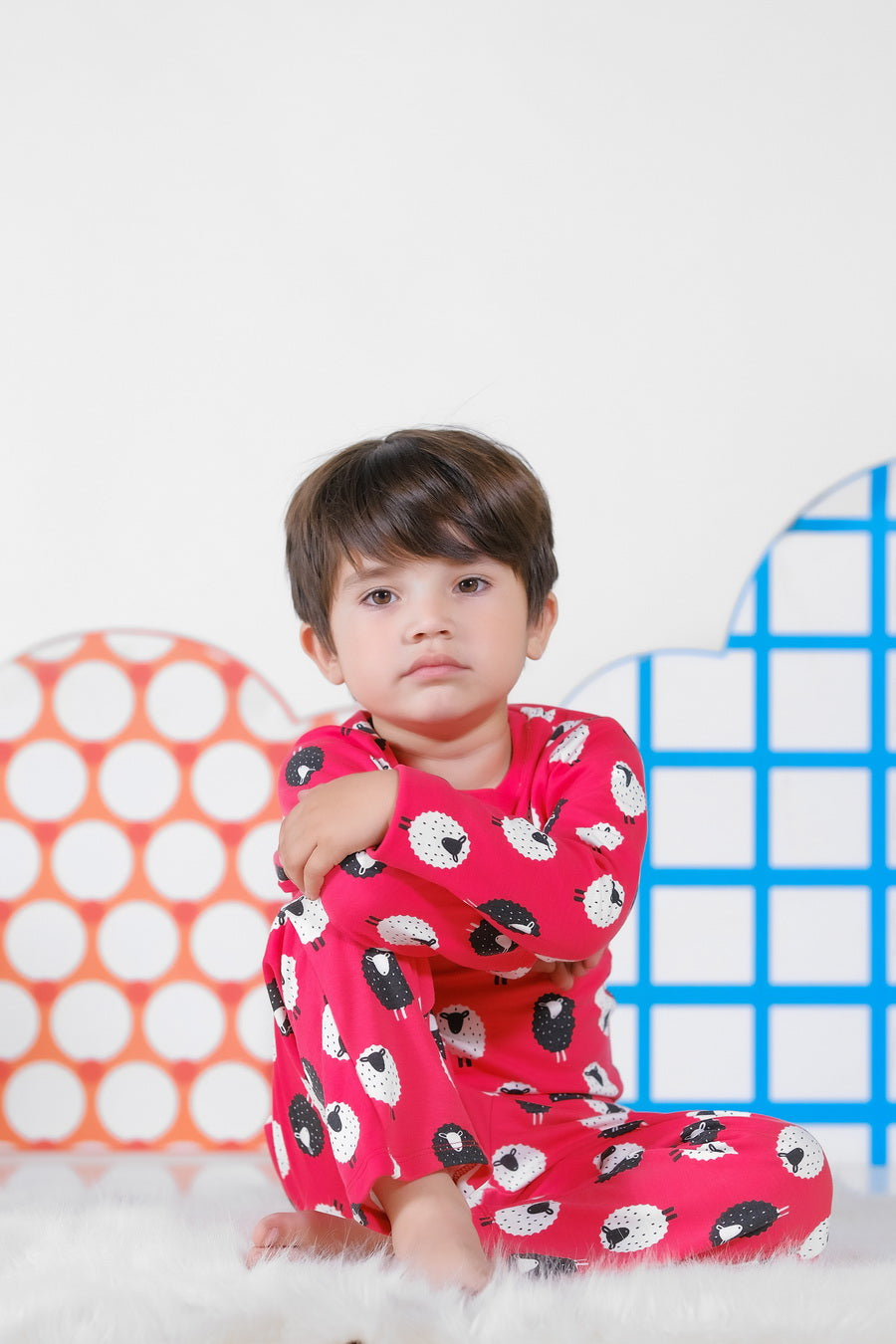 Premium Snug fit Nightsuit - Red - Sheep